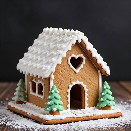 Intricate Gingerbread House with Snow