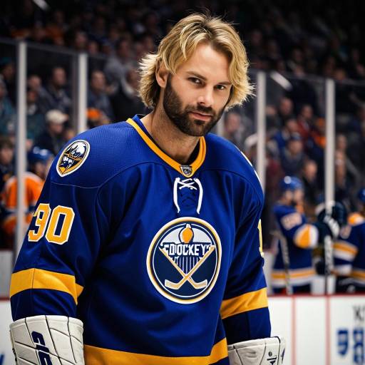 Hockey Player in Blue and Yellow Uniform