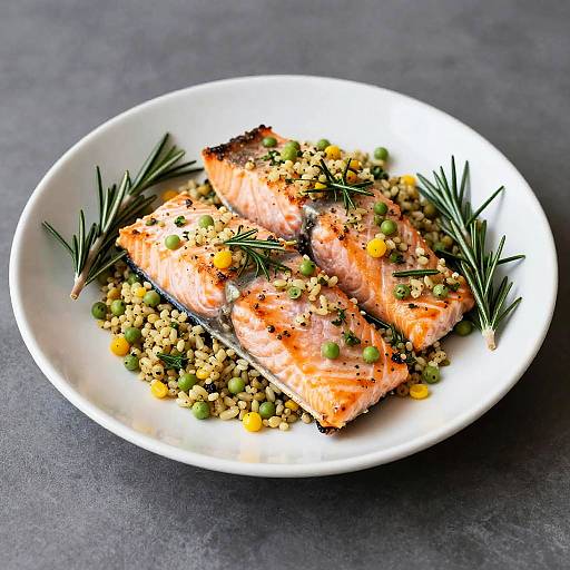 Cooked Salmon with Quinoa and Herbs