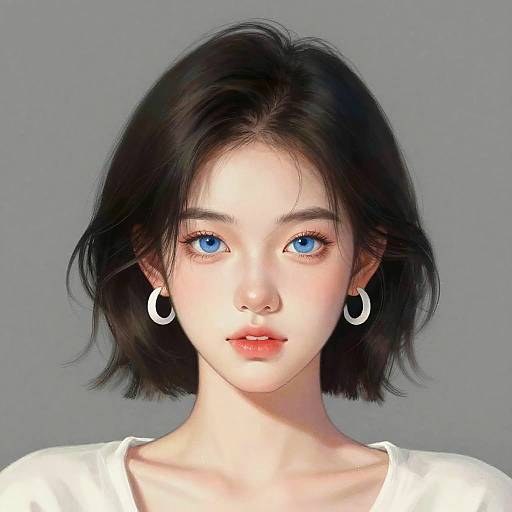 Realistic Digital Portrait of Young Woman