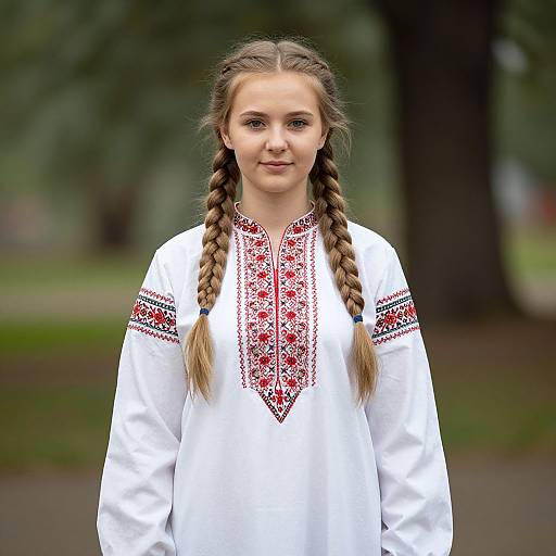 Realistic Belarusian Folk Costume Portrait