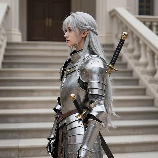 Medieval Fantasy Woman with Silver Hair