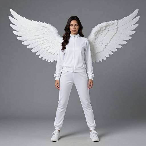 Woman in White Wings Costume