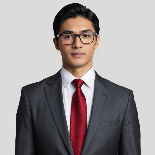 Young Man in Formal Suit with Red Tie