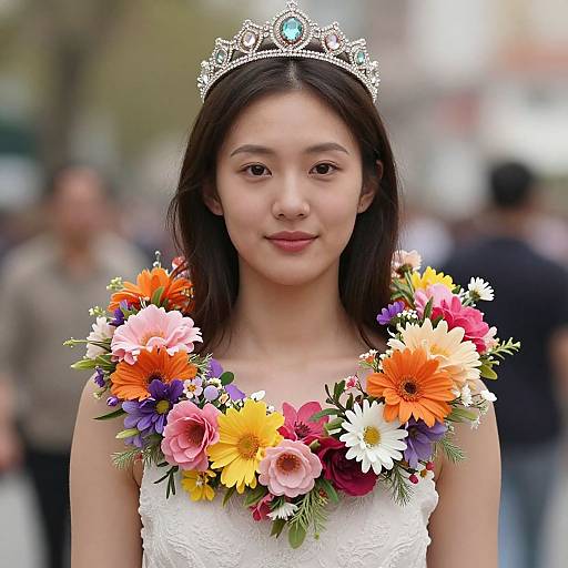 Women with Floral Wreath and Crown