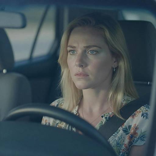 Pensive Blonde Woman Gazing Outdoors