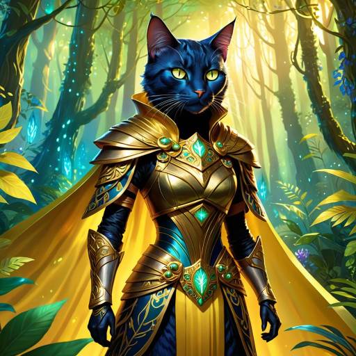 Vibrant Warrior Cat in Lush Forest Vibrant Warrior Cat in Lush Forest