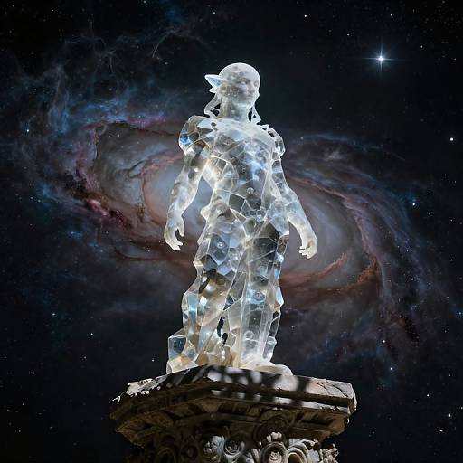 Ethereal Crystal Creature in Cosmic Chiaroscuro