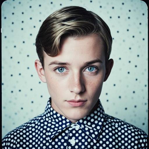Portrait of Young Man in Polka Dot Shirt