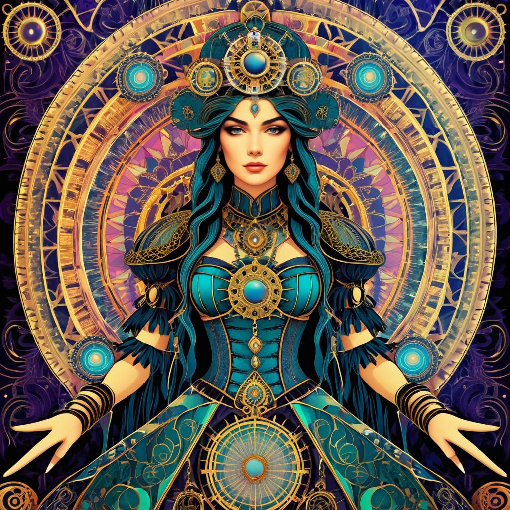 Psychedelic Steampunk Empress Tarot Art