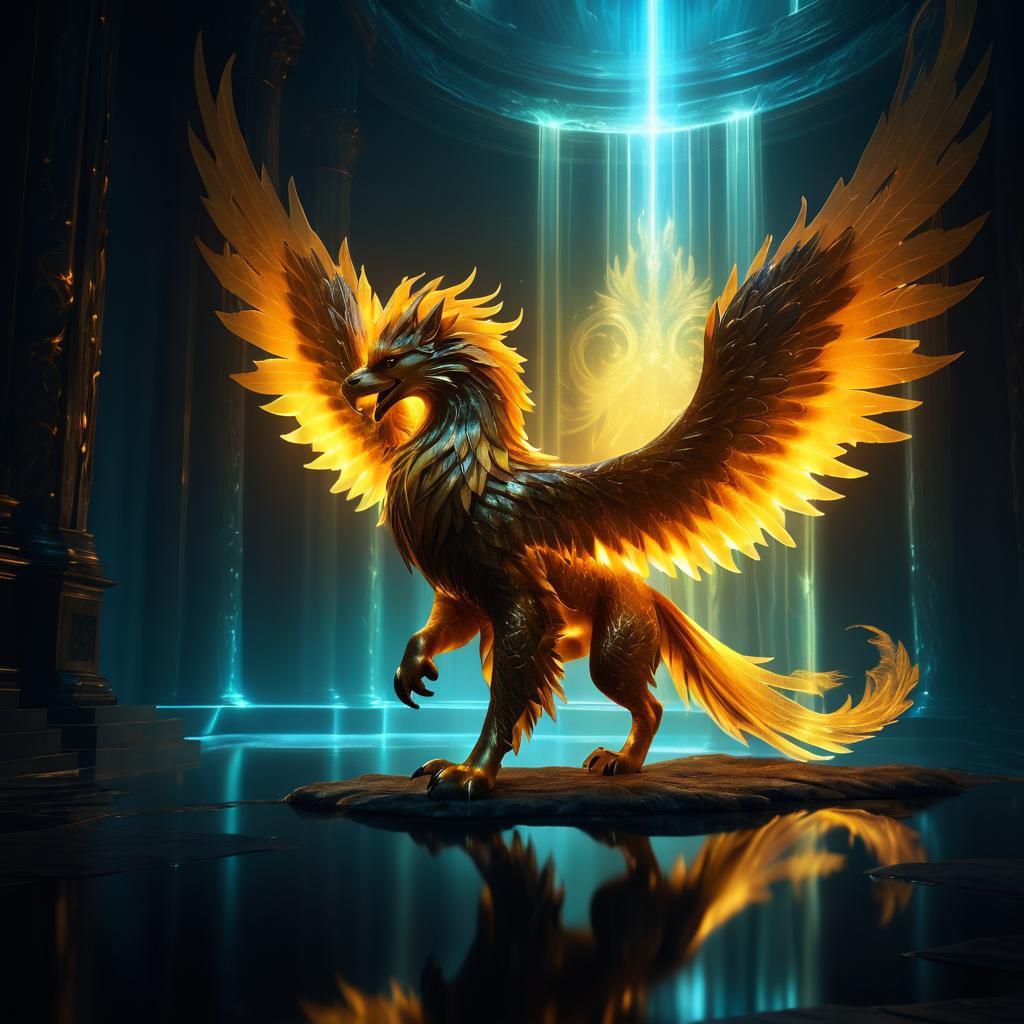 Ethereal Male Griffin in Amber Aura