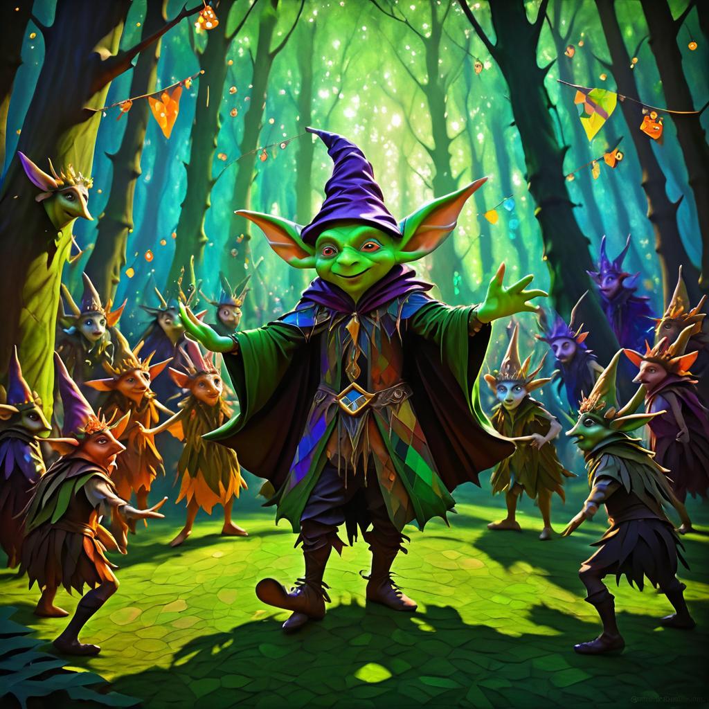 Whimsical Goblin Dance in Enchanted Forest