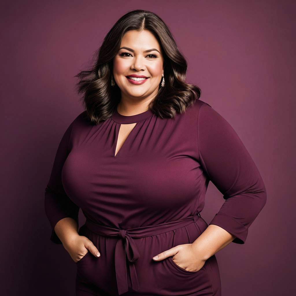 Plus-Size Beauty in Velvety Studio Shoot