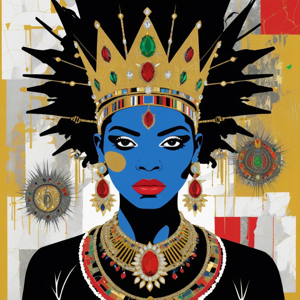 Rebellious Queen in Basquiat Style