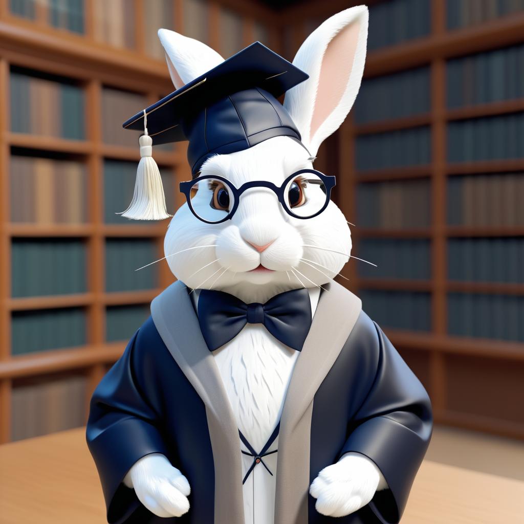 Scholarly Rabbit with Quirky Glasses