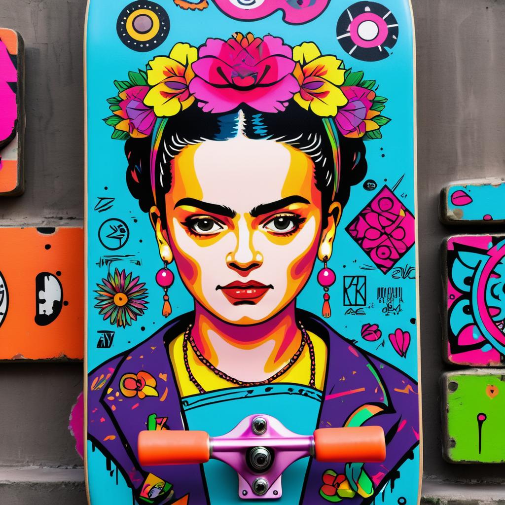 Frida Kahlo Skateboard Graffiti Design