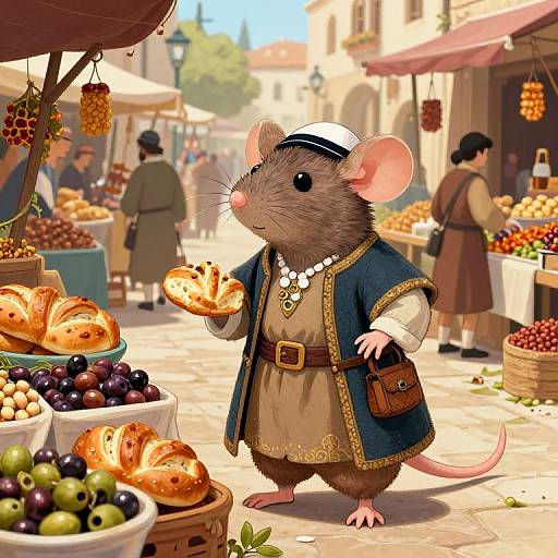 Jewish Mouse in Vibrant Market