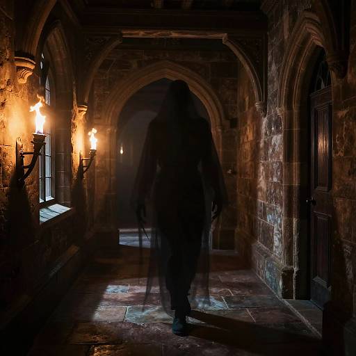 Shadow Entity in Haunted Castle Hallway