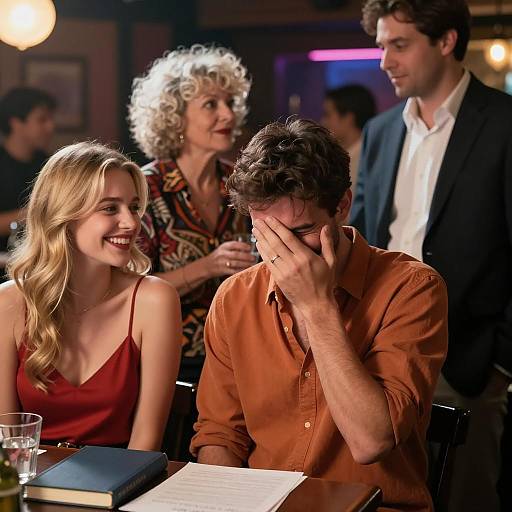 Vibrant Bar Scene with Laughter