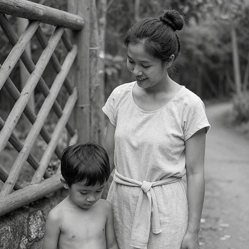 Serene Mother-Child Moment in Nature