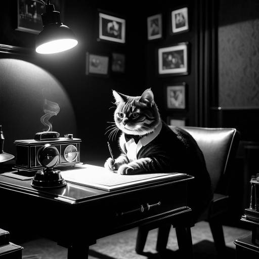 Noir Detective Cat Writing a Bestseller