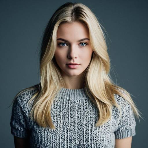Realistic Portrait of a Blonde in Sweater Dress
