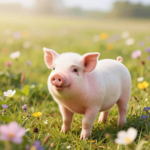 Playful Pig-Goat Hybrid Baby in Meadow
