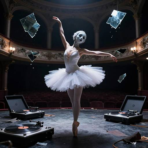 Ghostly Ballerina in Crumbling Theater