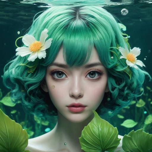Enchanting Green-Haired Monster Girl Portrait