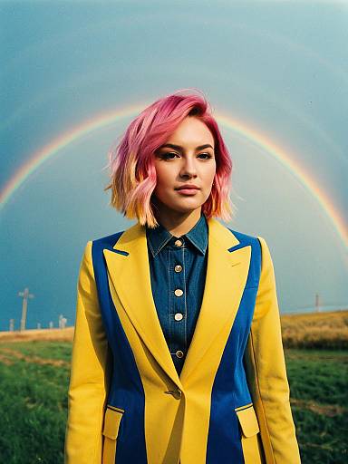 Vibrant Woman in Colorful Attire