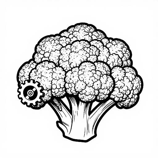 Black and White Steampunk Fractal Cog