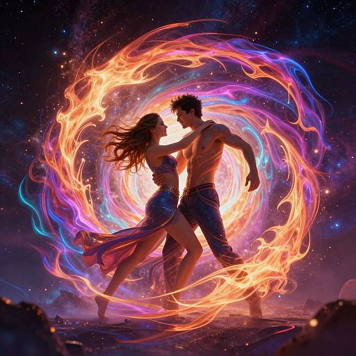Cosmic Dance of Vibrant Flames