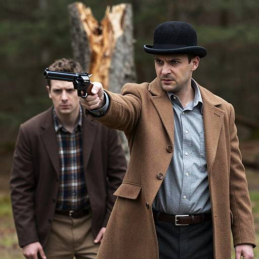 Dramatic Forest Encounter with Revolver