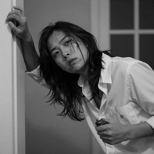 Dramatic Black-and-White Blood Scene