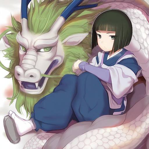 Illustration of Haku (sen to chihiro no kamikakushi), sen to chihiro no kamikakushi in the style of Mikazuki akira!