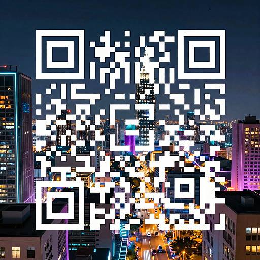 Surreal QR Code Neon Cityscape