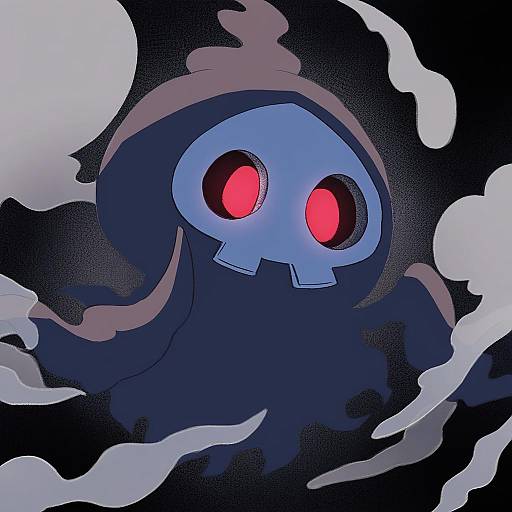 Illustration of Duskull, pokemon in the style of Mochi au lait