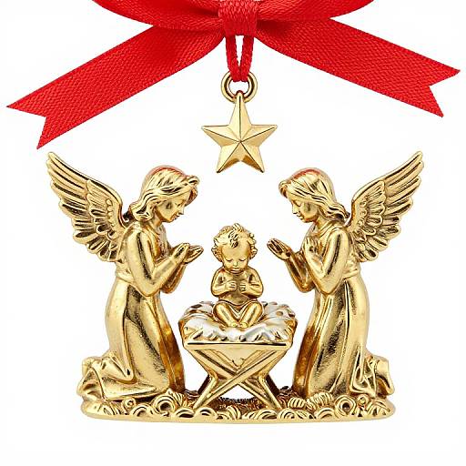 Gold-Plated Nativity Ornament with Angels