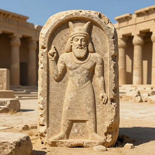 Ancient Bearded God Stone Stela