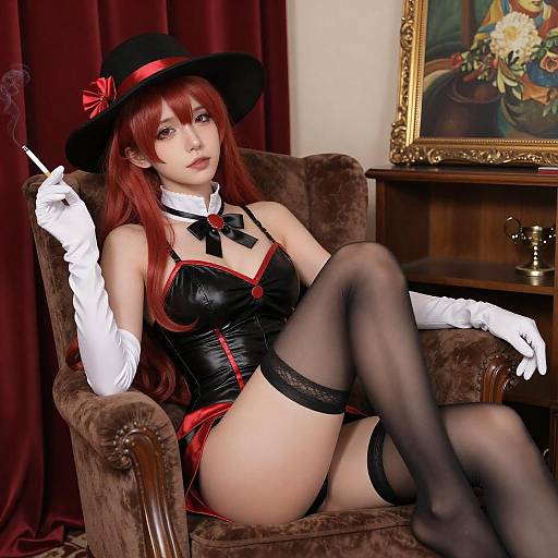 Seductive Red-Haired Cosplay Portrait