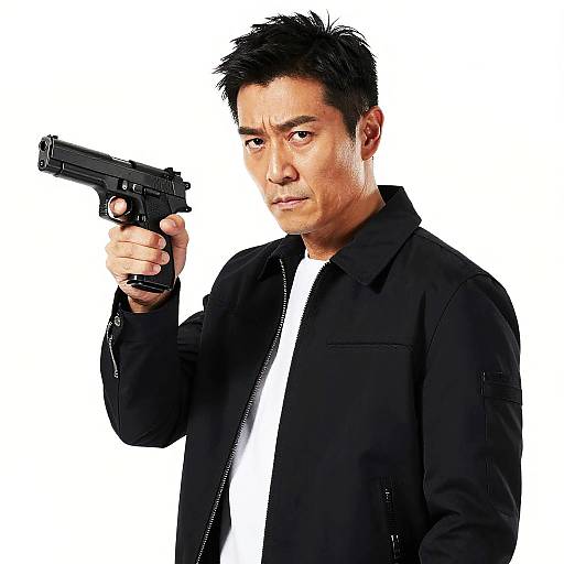 Serious Man Holding Black Handgun