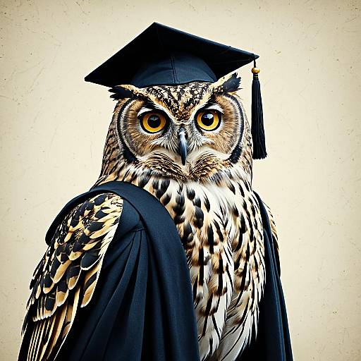 Owl in Graduation Cap and Gown