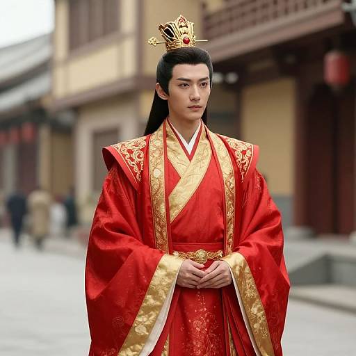 Regal Man in Red and Gold Robe