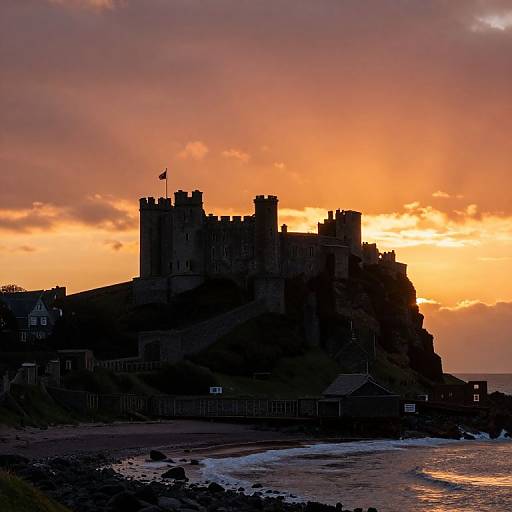Bamburgh Castle at Fiery Sunset