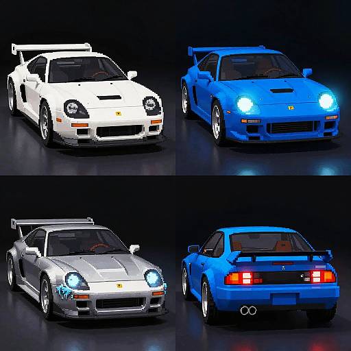 Pixelated Classic Sports Cars Collage
