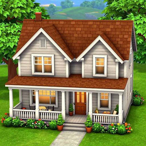 Charming Two-Story House with Wraparound Porch