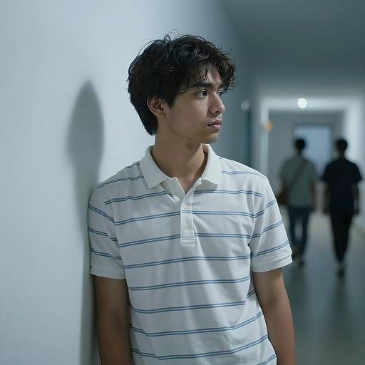 Young Man Standing in Hallway