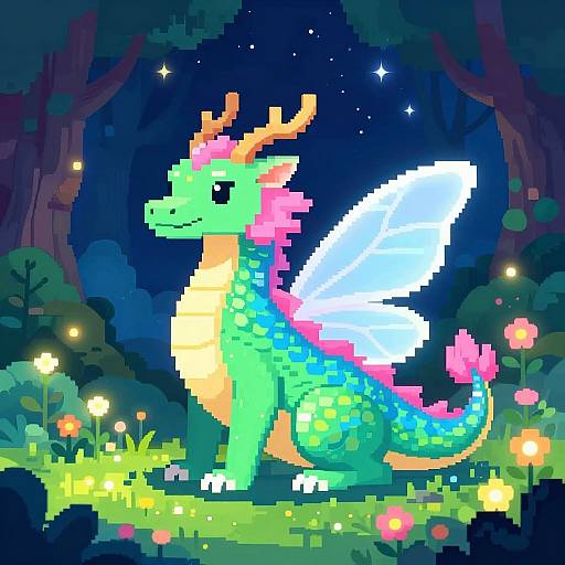 Vibrant Dragon Fairy Pixel Art