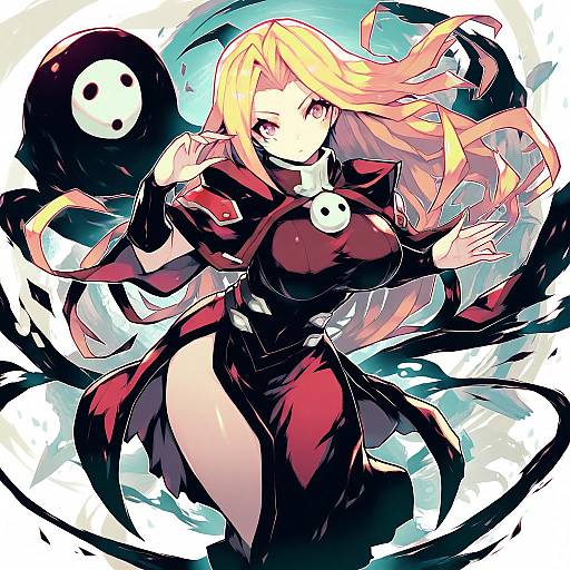 Illustration of Arakune, blazblue in the style of Parororo