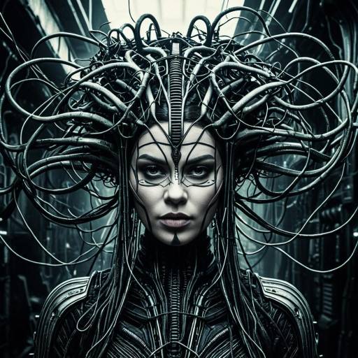 Cyberpunk Woman with Vines and Wires